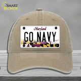 Go Navy Novelty License Plate Hat Tag Unconstructed Cotton / Khaki