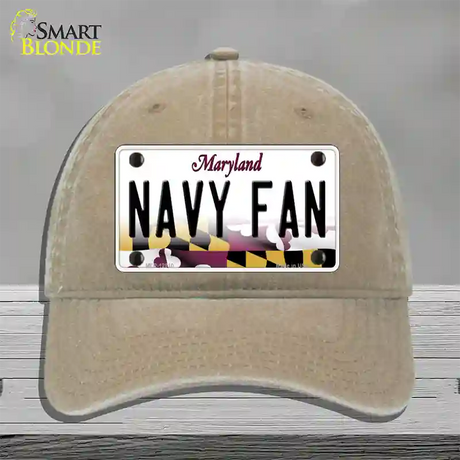 Navy Fan Novelty License Plate Hat Tag Unconstructed Cotton / Khaki