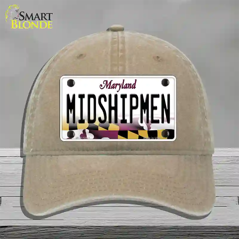 Midshipmen Novelty License Plate Hat Tag Unconstructed Cotton / Khaki