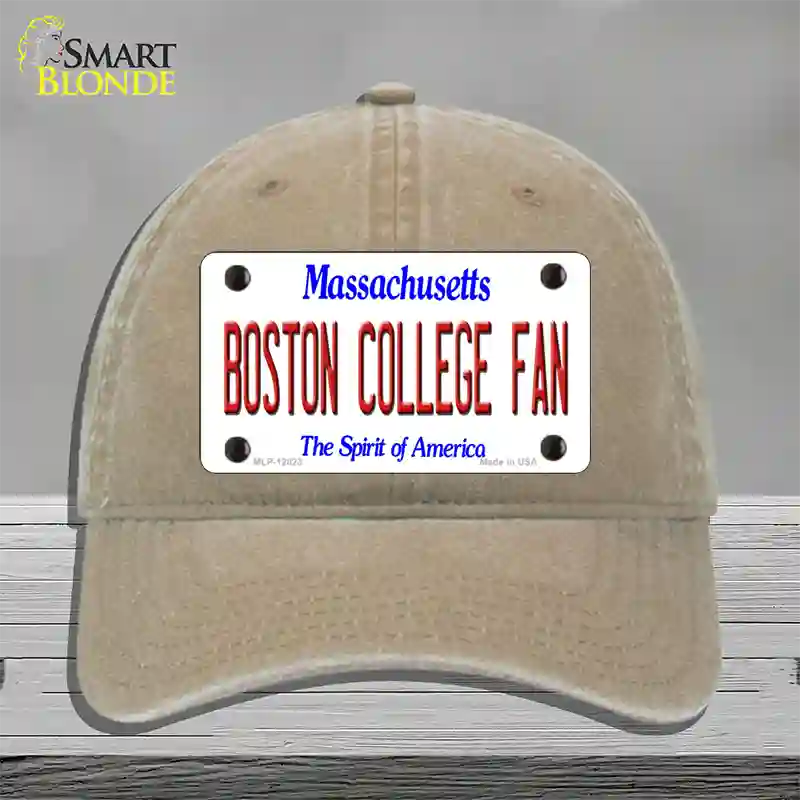 Boston College Fan Novelty License Plate Hat Unconstructed Cotton / Khaki