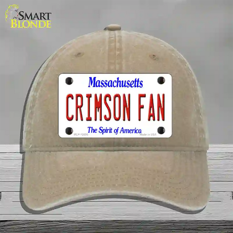 Crimson Fan Novelty License Plate Hat Unconstructed Cotton / Khaki