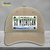 Go Michigan Novelty License Plate Hat Unconstructed Cotton / Khaki