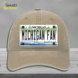 Michigan Fan Novelty License Plate Hat Unconstructed Cotton / Khaki