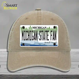 Michigan State Fan Novelty License Plate Hat Unconstructed Cotton / Khaki