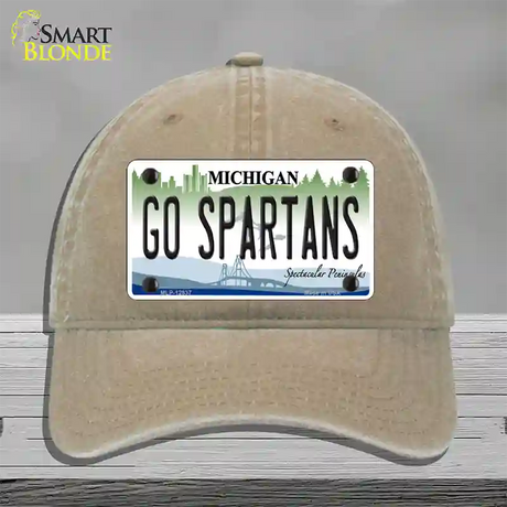 Go Spartans Novelty License Plate Hat Unconstructed Cotton / Khaki