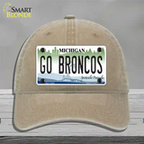 Go Broncos Michigan Novelty License Plate Hat Unconstructed Cotton / Khaki