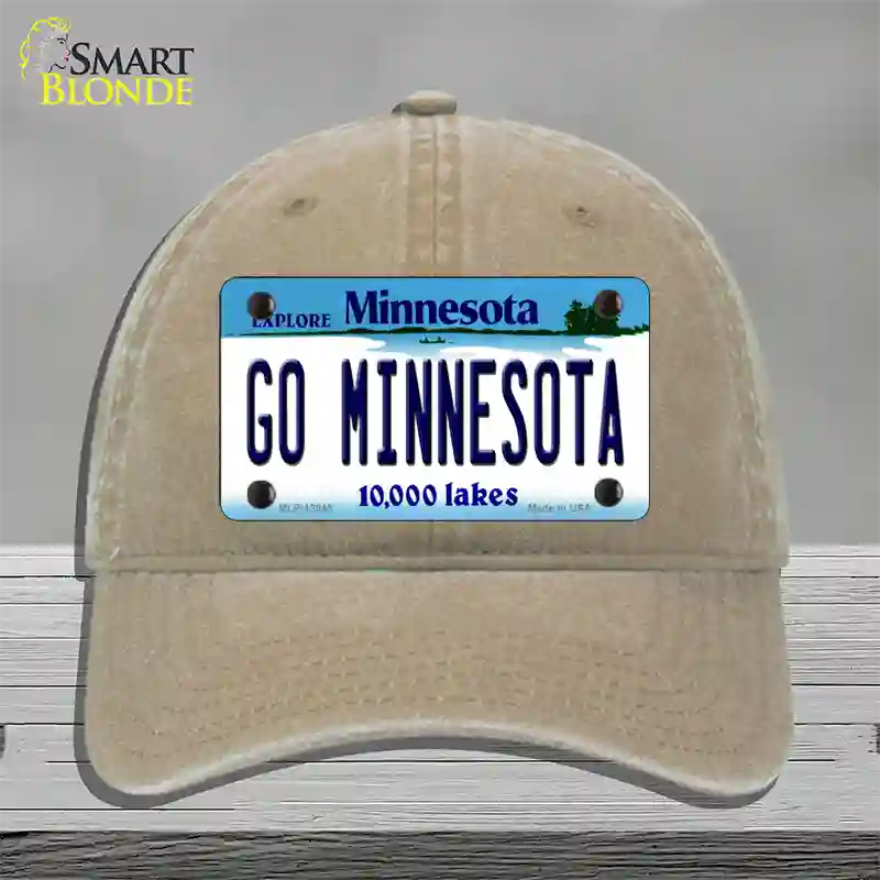 Go Minnesota Novelty License Plate Hat Unconstructed Cotton / Khaki