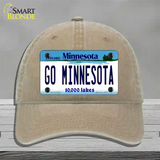 Go Minnesota Novelty License Plate Hat Unconstructed Cotton / Khaki