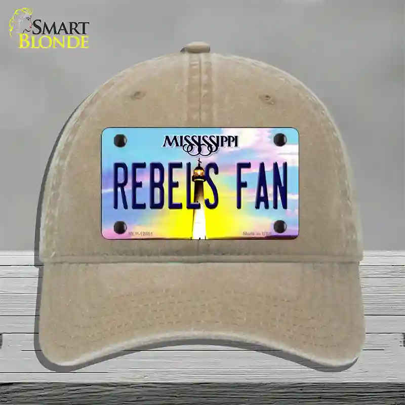 Rebels Fan Novelty License Plate Hat Unconstructed Cotton / Khaki