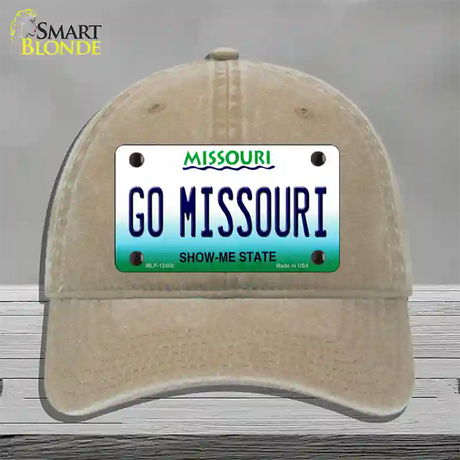 Go Missouri Novelty License Plate Hat Unconstructed Cotton / Khaki