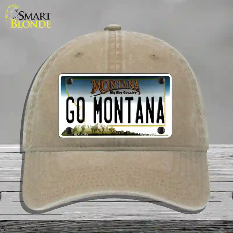 Go Montana Novelty License Plate Hat Unconstructed Cotton / Khaki