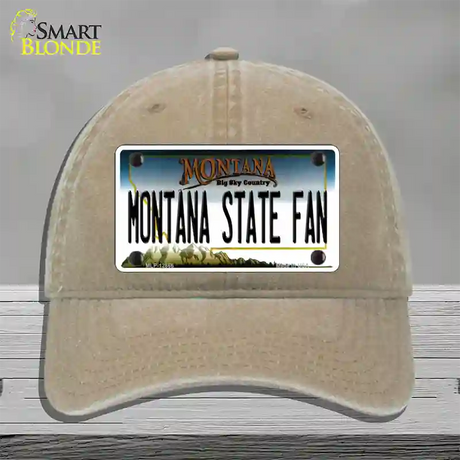 Montana State Fan Novelty License Plate Hat Unconstructed Cotton / Khaki