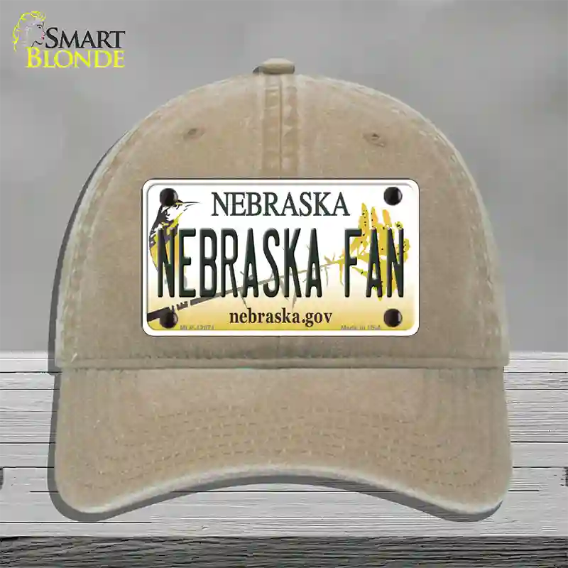 Nebraska Fan Novelty License Plate Hat Unconstructed Cotton / Khaki