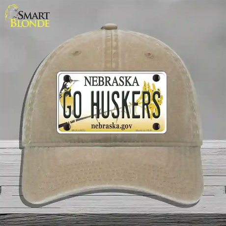 Go Huskers Novelty License Plate Hat Unconstructed Cotton / Khaki