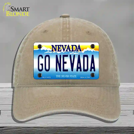 Go Nevada Novelty License Plate Hat Unconstructed Cotton / Khaki