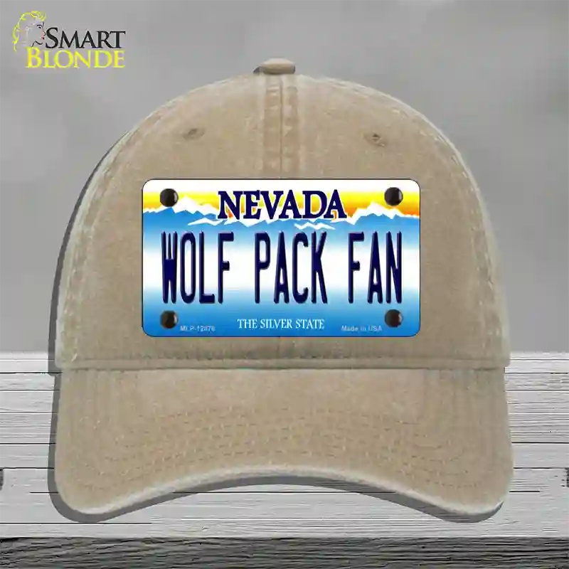 Wolf Pack Fan Novelty License Plate Hat Unconstructed Cotton / Khaki