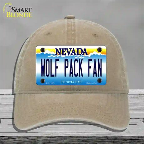 Wolf Pack Fan Novelty License Plate Hat Unconstructed Cotton / Khaki