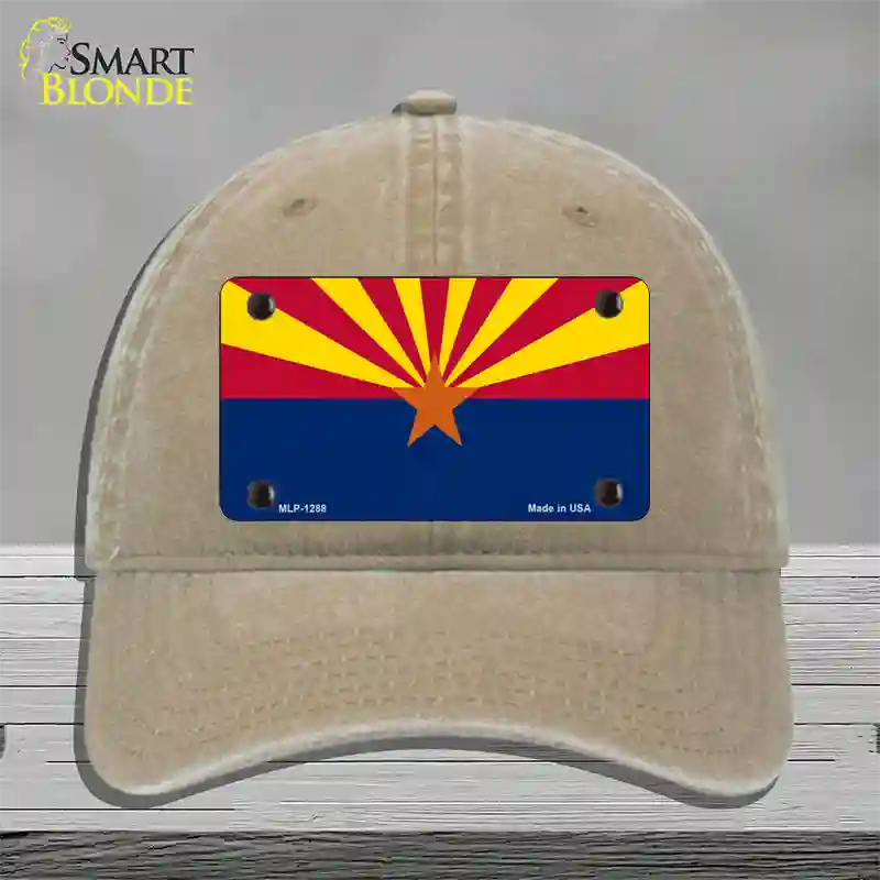 Arizona Small Star Novelty License Plate Hat Unconstructed Cotton / Khaki