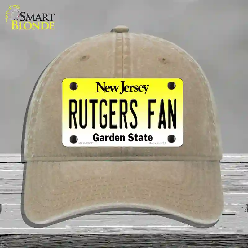 Rutgers Fan Novelty License Plate Hat Unconstructed Cotton / Khaki