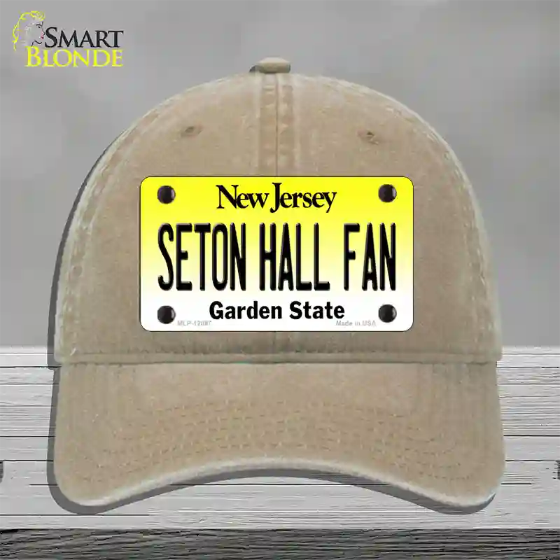 Seton Hall Fan Novelty License Plate Hat Unconstructed Cotton / Khaki