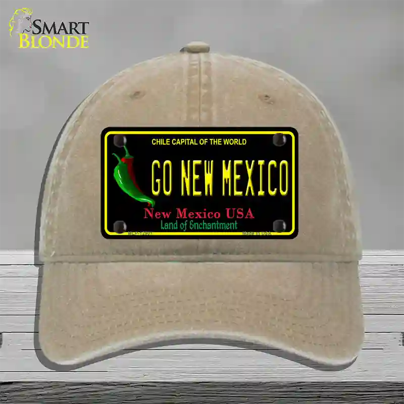 Go New Mexico Novelty License Plate Hat Unconstructed Cotton / Khaki