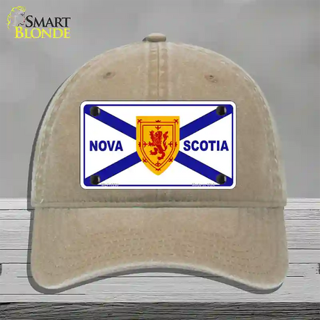 Nova Scotia Flag Novelty License Plate Hat Unconstructed Cotton / Khaki