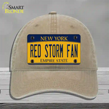 Red Storm Fan Novelty License Plate Hat Unconstructed Cotton / Khaki