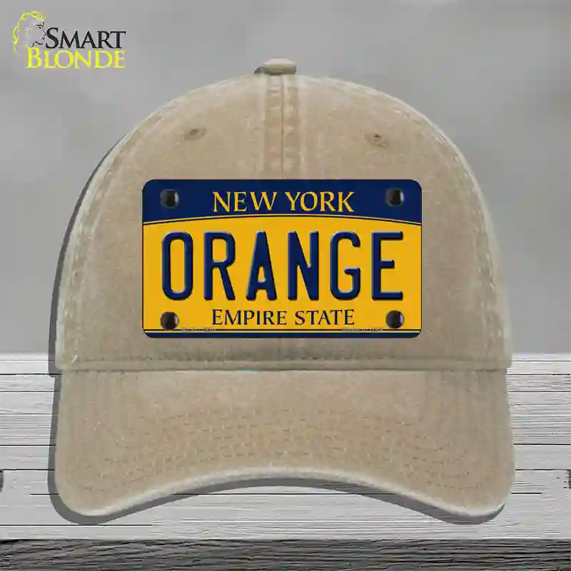 Orange Novelty License Plate Hat Unconstructed Cotton / Khaki