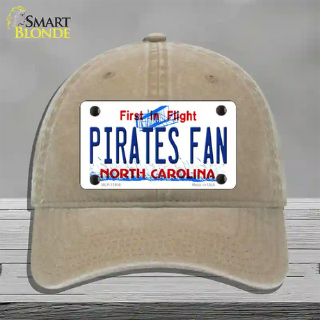 Pirates Fan North Carolina Novelty License Plate Hat Unconstructed Cotton / Khaki