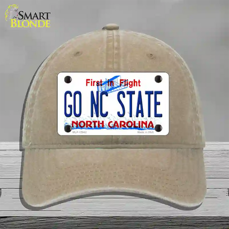 Go North Carolina State Novelty License Plate Hat Unconstructed Cotton / Khaki