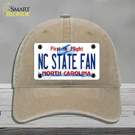 North Carolina State Fan Novelty License Plate Hat Unconstructed Cotton / Khaki