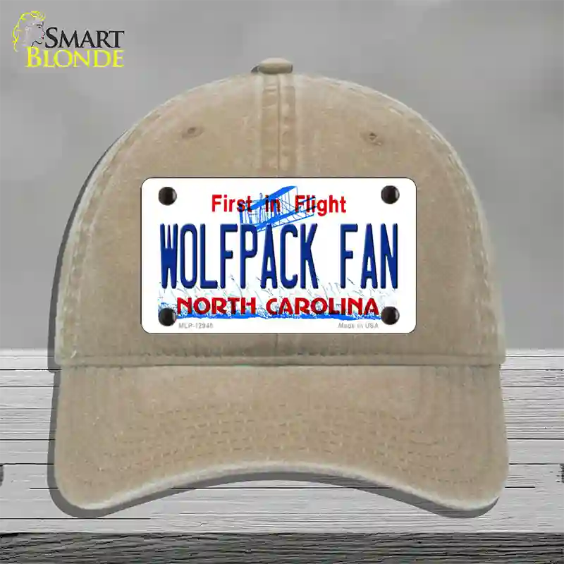 Wolfpack Fan Novelty License Plate Hat Unconstructed Cotton / Khaki