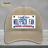 Wolfpack Fan Novelty License Plate Hat Unconstructed Cotton / Khaki