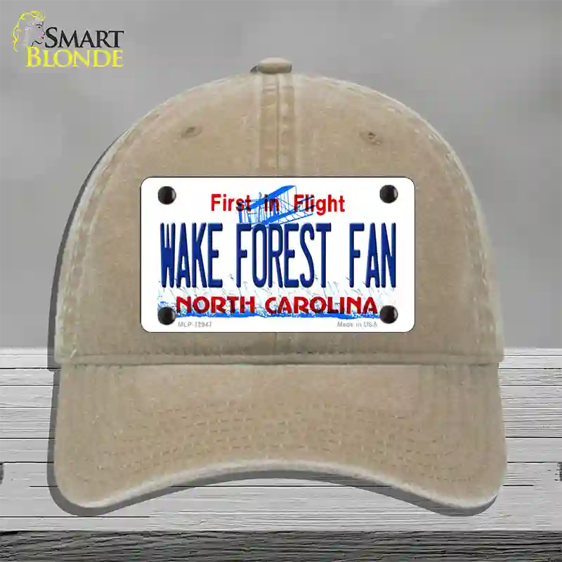 Wake Forest Fan Novelty License Plate Hat Unconstructed Cotton / Khaki