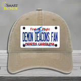 Demon Deacons Fan Novelty License Plate Hat Unconstructed Cotton / Khaki