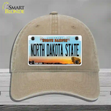 North Dakota State Novelty License Plate Hat Unconstructed Cotton / Khaki