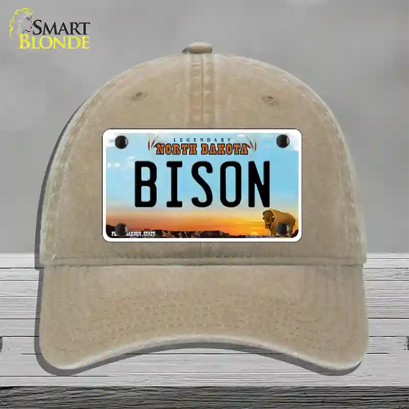 Bison Novelty License Plate Hat Unconstructed Cotton / Khaki