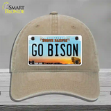 Go Bison Novelty License Plate Hat Unconstructed Cotton / Khaki