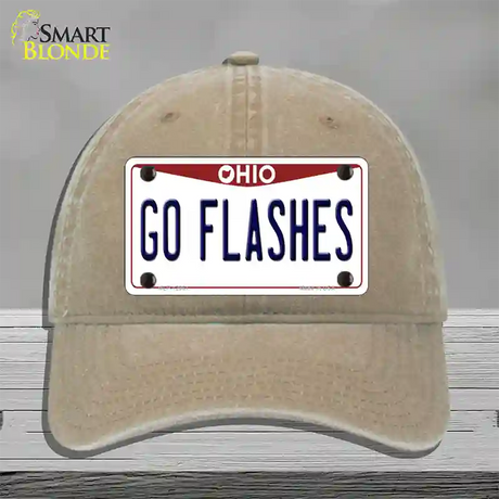 Go Flashes Novelty License Plate Hat Unconstructed Cotton / Khaki