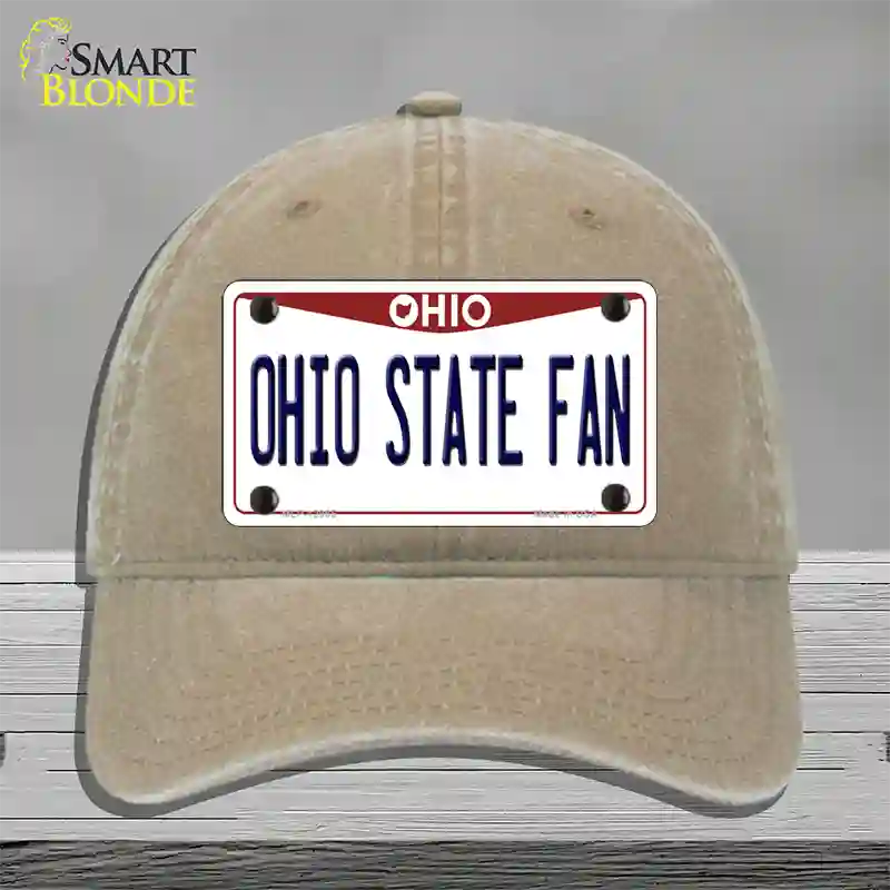 Ohio State Fan Novelty License Plate Hat Unconstructed Cotton / Khaki