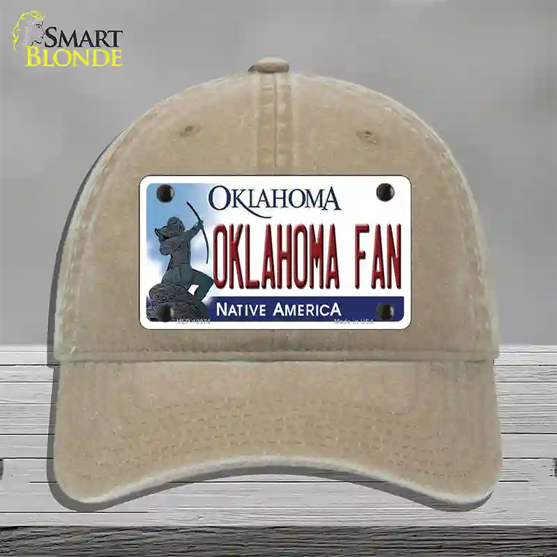 Oklahoma Fan Novelty License Plate Hat Unconstructed Cotton / Khaki