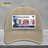 Oklahoma Fan Novelty License Plate Hat Unconstructed Cotton / Khaki