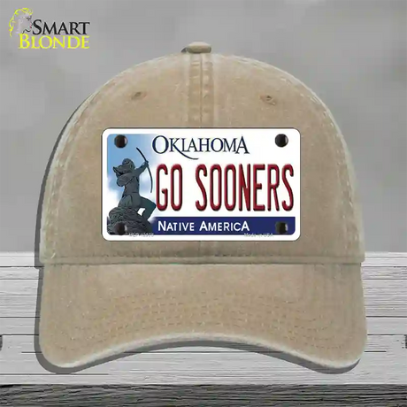 Go Sooners Novelty License Plate Hat Unconstructed Cotton / Khaki