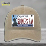 Sooners Fan Novelty License Plate Hat Unconstructed Cotton / Khaki