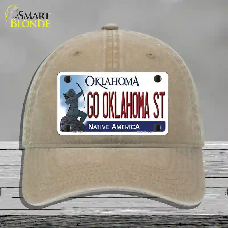 Go Oklahoma State Novelty License Plate Hat Unconstructed Cotton / Khaki