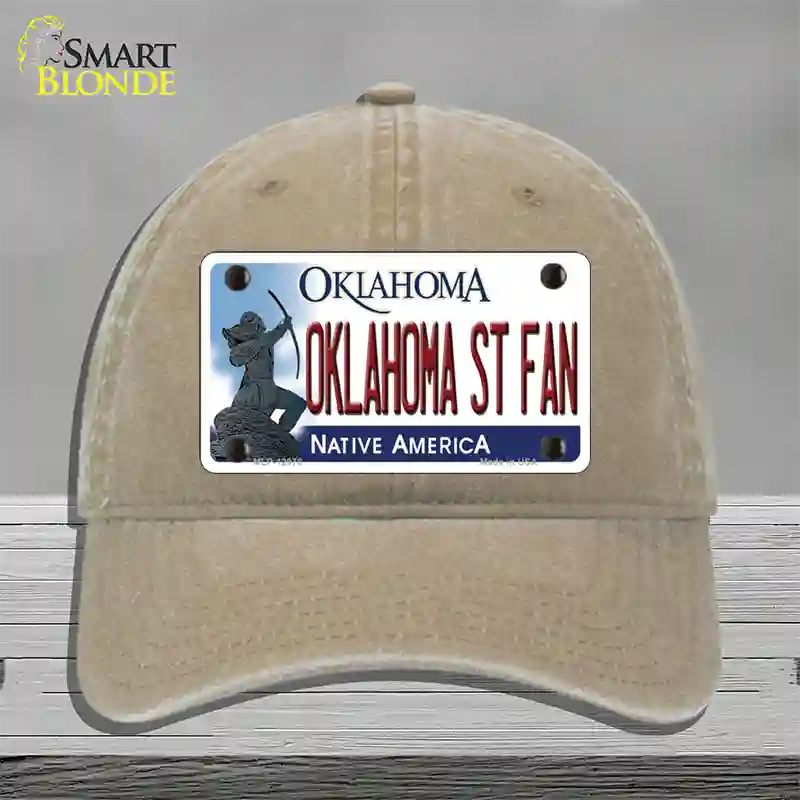 Oklahoma State Fan Novelty License Plate Hat Unconstructed Cotton / Khaki