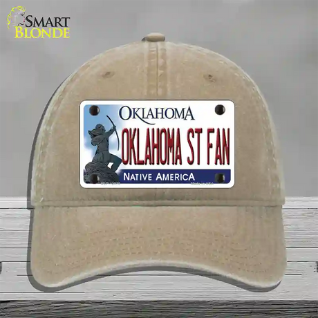 Oklahoma State Fan Novelty License Plate Hat Unconstructed Cotton / Khaki