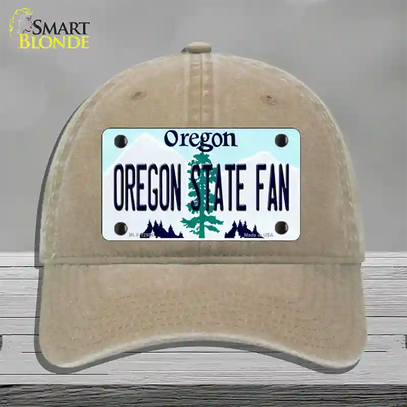 Oregon State Fan Novelty License Plate Hat Unconstructed Cotton / Khaki