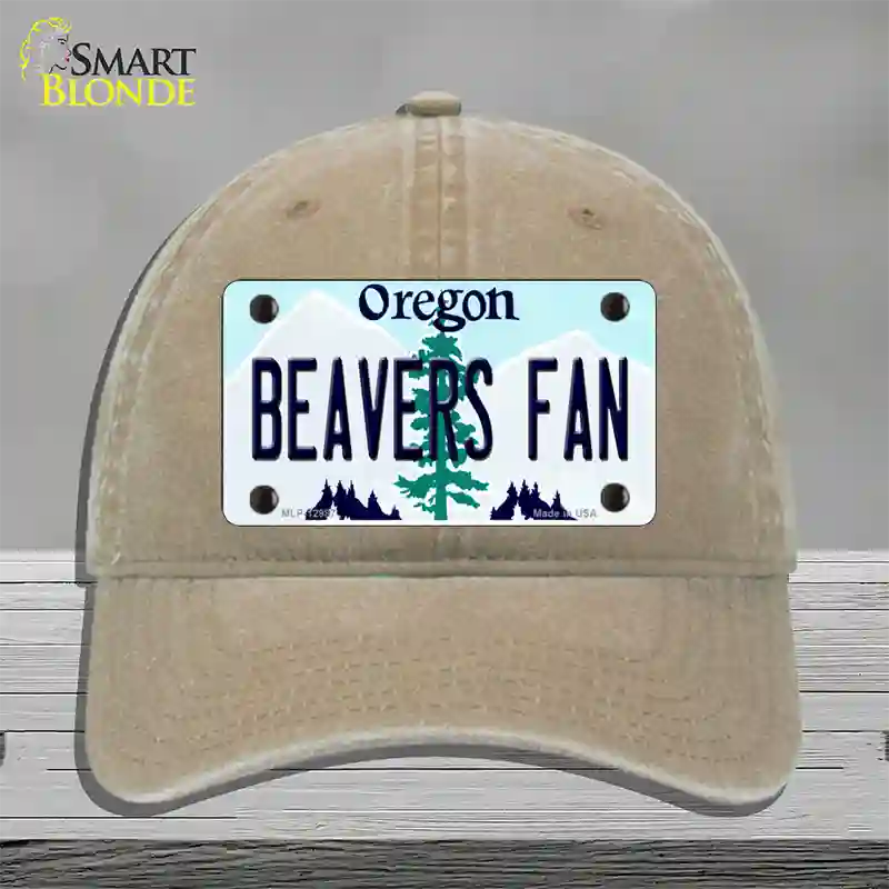 Beavers Fan Novelty License Plate Hat Unconstructed Cotton / Khaki