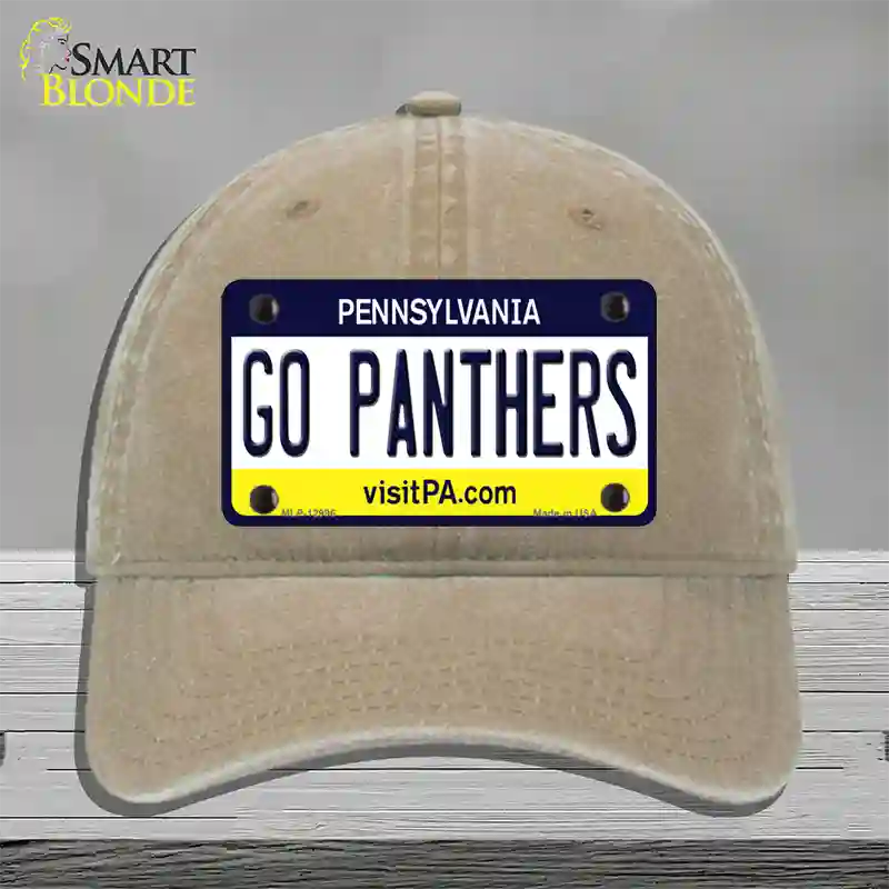 Go Panthers Novelty License Plate Hat Unconstructed Cotton / Khaki